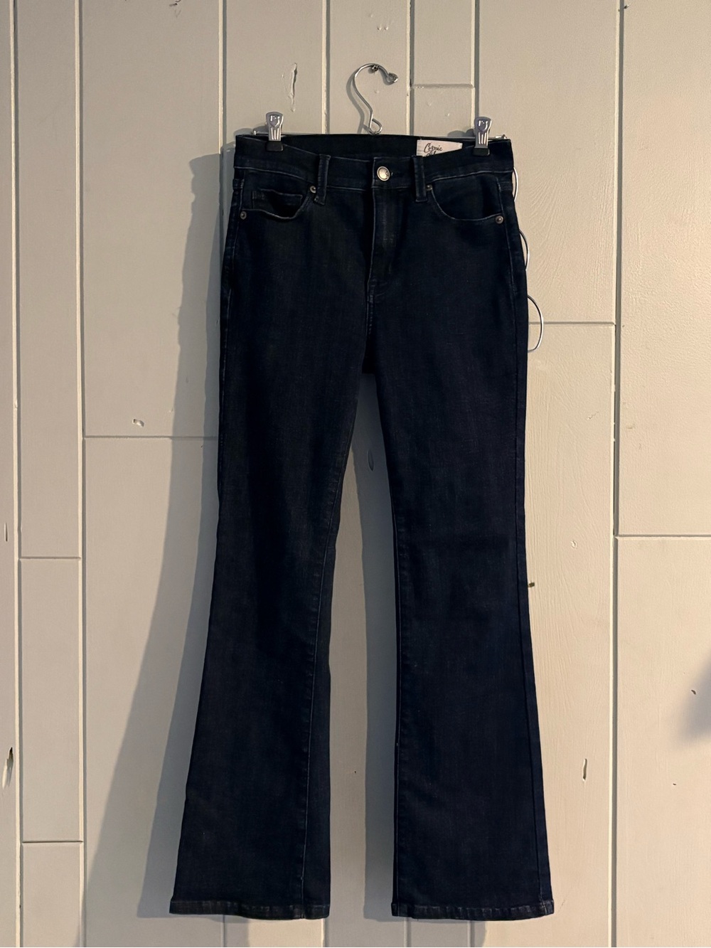 Cosmic Blue Love Jeans 26 Petite Dark Wash High Rise Flare Bootcut